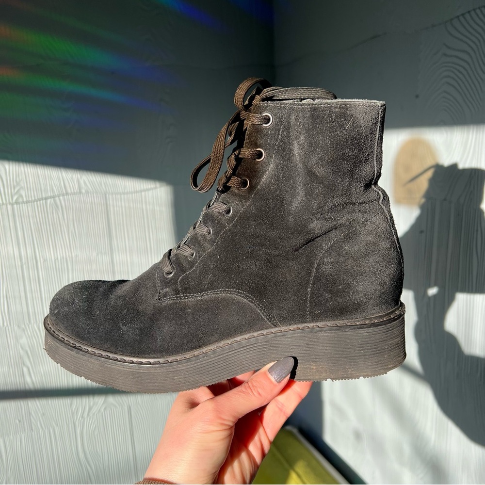 Vince Monastir Black Suede Combat Boots